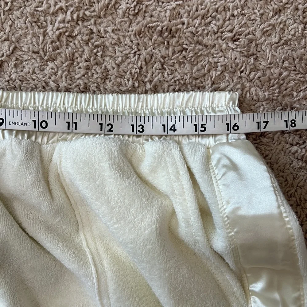 ATM Women XL Cream Satin French Cotton Terry Pull-On Chalk Jogger Track Pant NWT